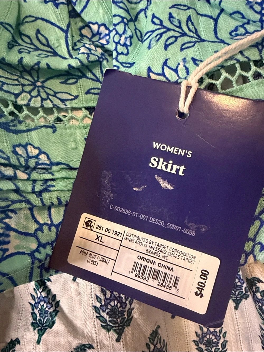 Roller Rabbit X Target Blue Floral Smocked Tank and Tiered Skirt Set NWT Size XL